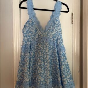 Blue Floral Lace Dress